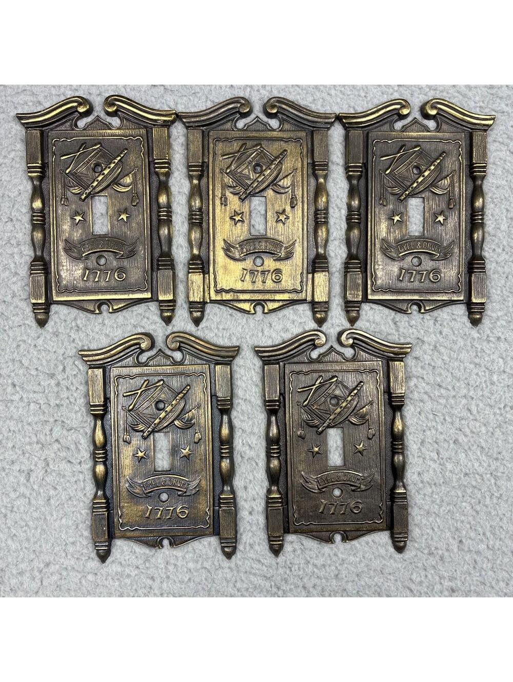 Vintage 1968 American Tack & Hardware Fife & Drum 1776 Switch Covers Lot Of 5